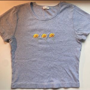 BRANDY MELVILLE crop top — Blue, White, Yellow Flowers. CUTE! good condition